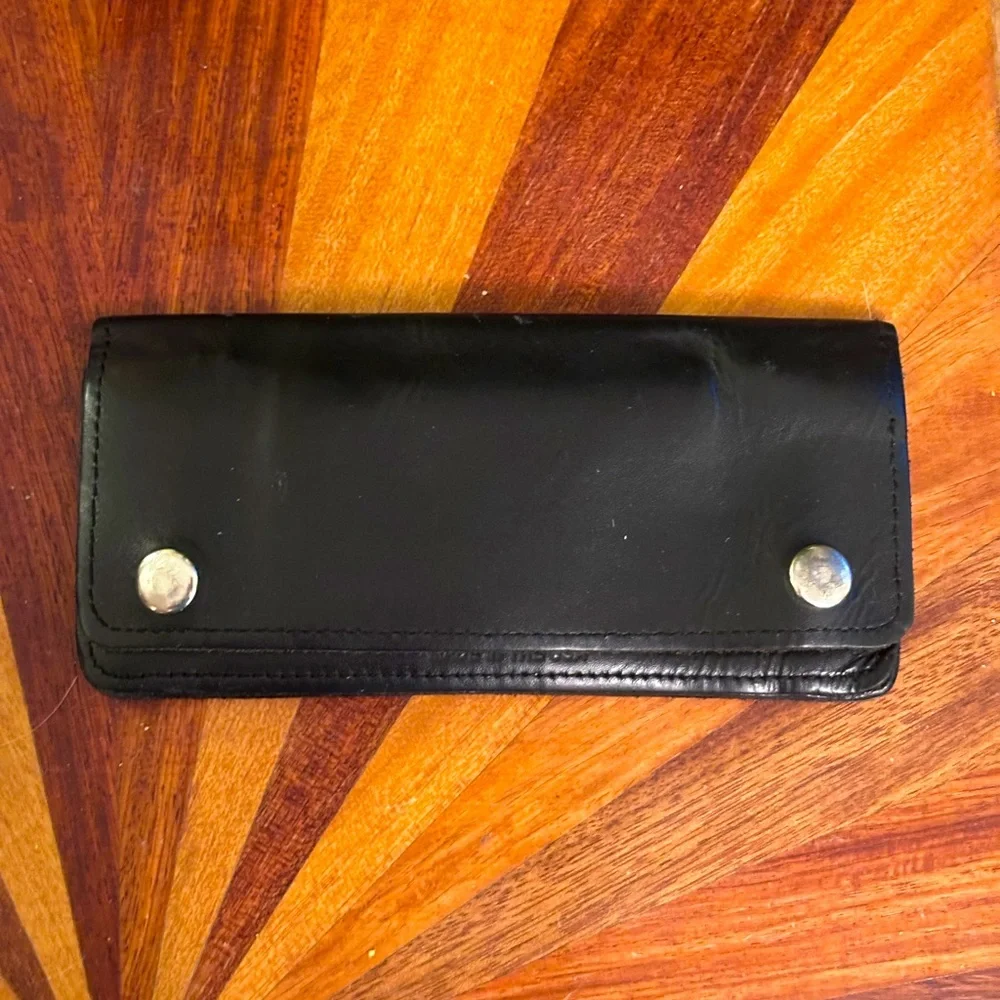 Vintage Black Leather Wallet with Chain USA